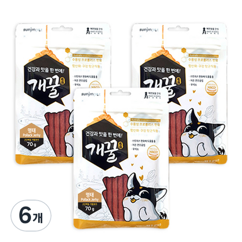 에이치디씨 개꿀 프로폴리스져키 강아지간식 70g, 명태, 6개