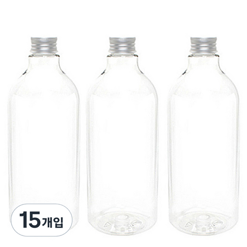 병도매닷컴 DN1000 투명 음료용기 알루미늄 실버캡, 1L, 15개