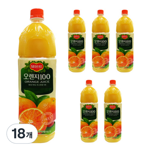델몬트 오렌지100 주스, 1.5L, 18개