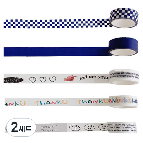 OON 문구 다꾸 그래픽 종이 마스킹 테이프 5종 세트, 혼합색상, 2세트