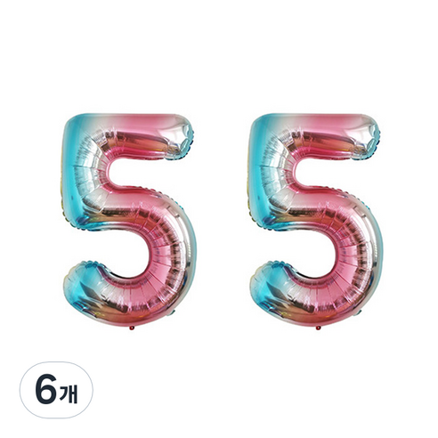 윰스 로즈쿼츠세레니티 디지털 숫자풍선 81cm, 숫자5, 6개