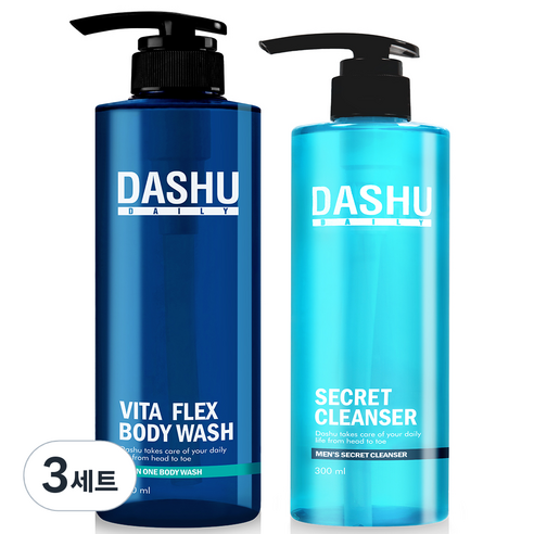 다슈 데일리 비타 플렉스 쿨링 남성청결제 300ml + 올인원 바디워시 500ml, 3세트