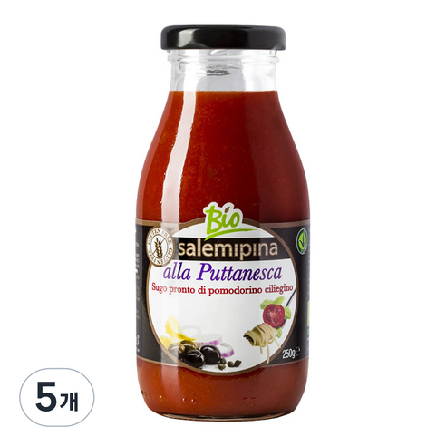 살레미피나 유기농 푸타네스카 파스타 소스, 250g, 5개