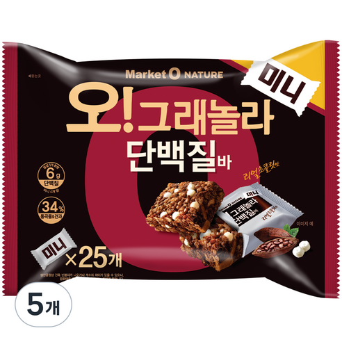 오리온 오 그래놀라 단백질바 미니 25p, 312g, 5개