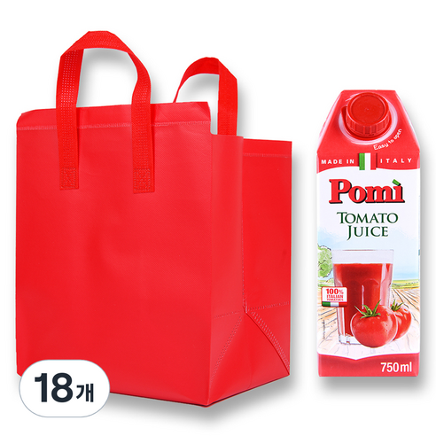 포미 100% 토마토 쥬스 착즙 750ml x 6p + 보냉백 세트, 18개