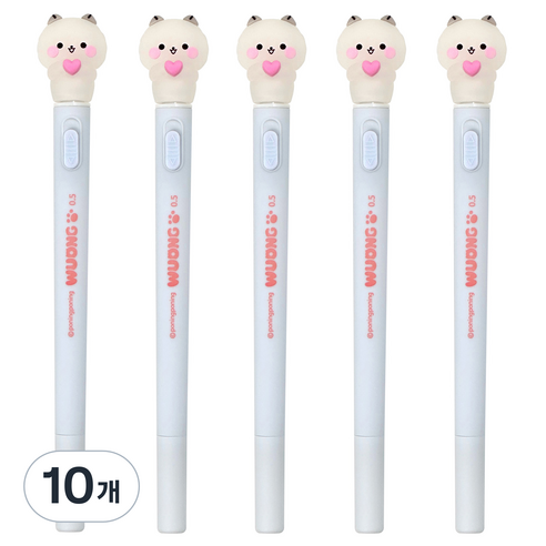 조선문방구 우옹이 LED 라이트 중성펜 0.5mm, 레드, 10개