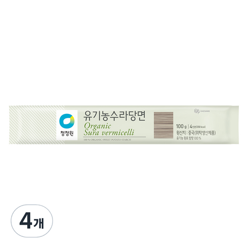 청정원 유기농 수라당면, 100g, 4개