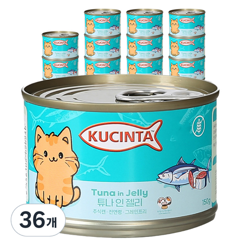 쿠친타 고양이 전연령용 주식캔 습식사료, 참치, 150g, 36개