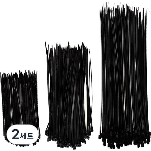 엔더 플렉시블 케이블 타이 대 200p + 중 200p + 소 200p 세트, 2세트, 블랙
