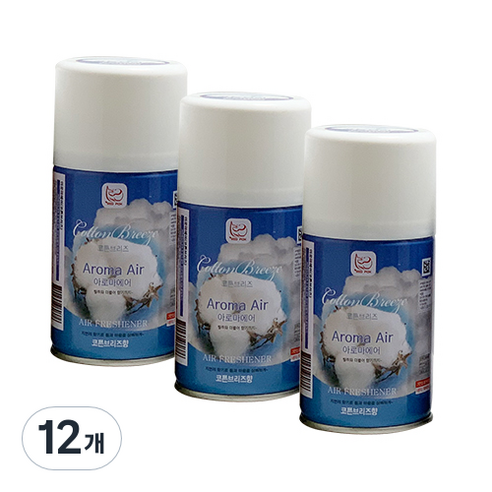 아로마에어 실내용 방향제 코튼브리즈, 280ml, 12개, 파우더/비누향