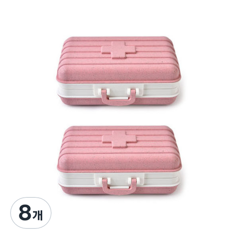 잇곰 휴대용 알약상자 케이스 핑크, 8개