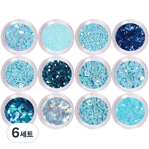 메이브라운 비비드패키지 네일글리터 M10107, 블루, 6세트