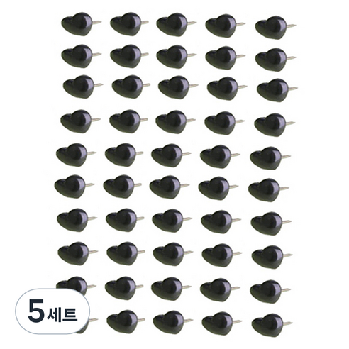 문구담 귀여운 하트모양 압정 블랙, 50개입, 5세트