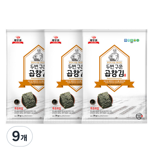 새우표 두번 구운 곱창김, 20g, 9개