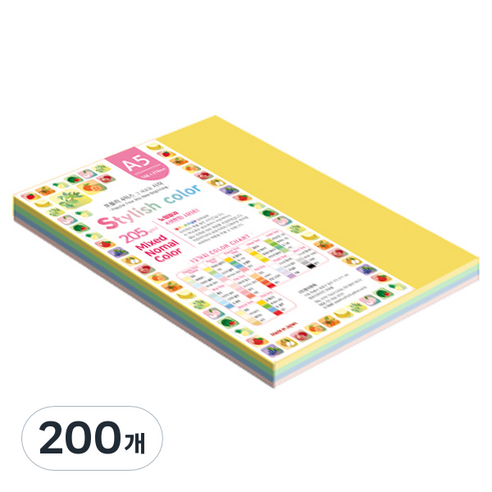 종이문화 SN 스타일리쉬 노멀 두꺼운 혼합색지 205g 03 Tone Deep, 200개, A5