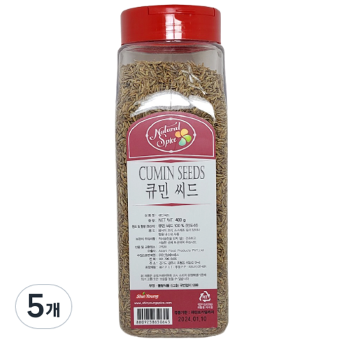 내츄럴스파이스 큐민 씨드, 400g, 5개