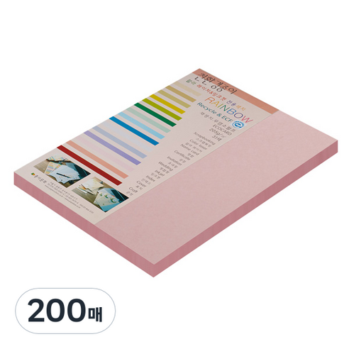 종이문화 친환경색지 레인보우카드 No.24 핑크, A4, 200매