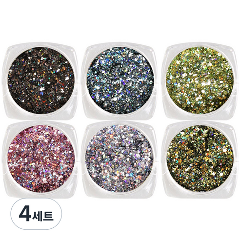 메이브라운 디아몬 레이져 젤네일 네일글리터 6종 A M10168, 혼합 색상, 4세트
