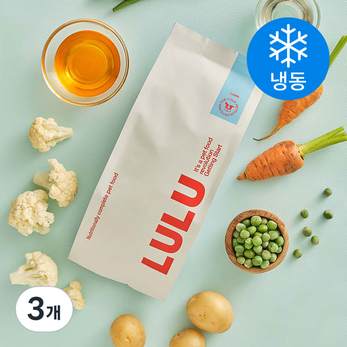 룰루키친 룰루 램 강아지 화식사료 (냉동), 양고기, 250g, 3개
