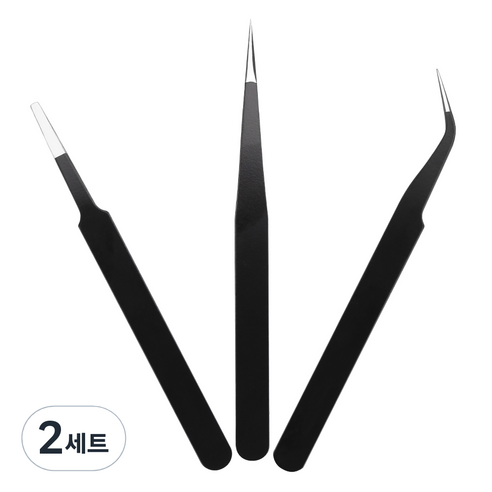탐사 다용도 트위저 핀셋 3종 세트, 블랙, 2세트
