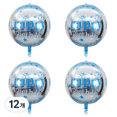 파티공구 생일 4D풍선, 12개, 스타블루