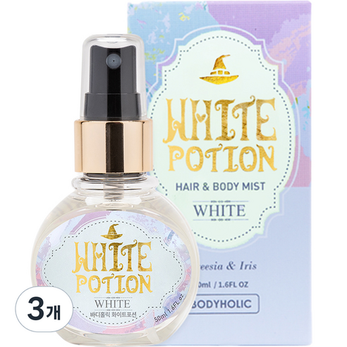 바디홀릭 화이트포션 바디미스트, 50ml, 3개