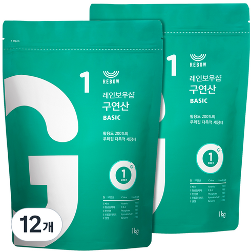 레인보우샵 구연산 베이직 세정제, 1kg, 12개