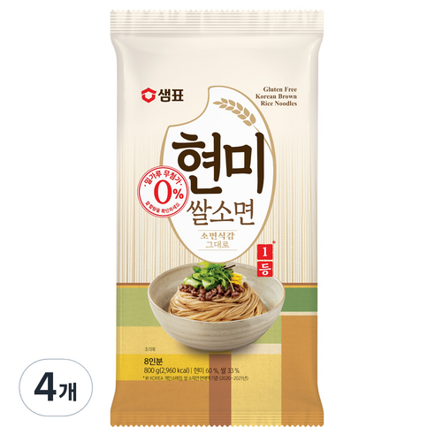 샘표 현미 쌀소면, 800g, 4개