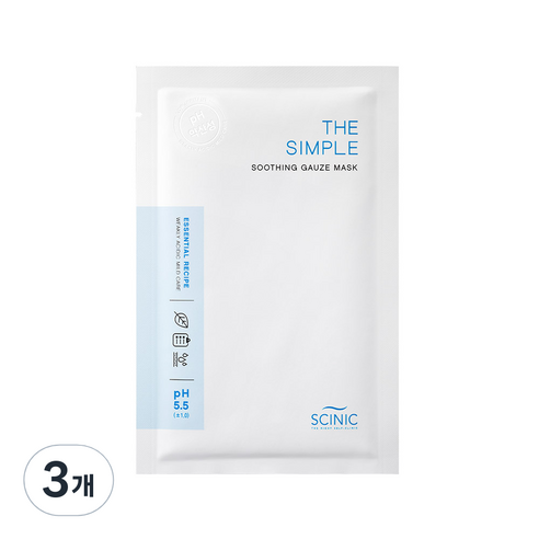 싸이닉 더 심플 수딩 거즈 마스크팩 25ml, 3개, 1개입
