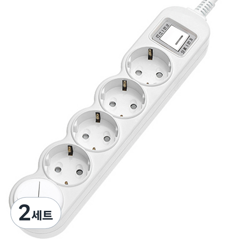 에코파워탭 LED 일반 메인 과부하차단 멀티탭 5구 EPM-L305A + 안전커버 세트, 2세트, 2.5m