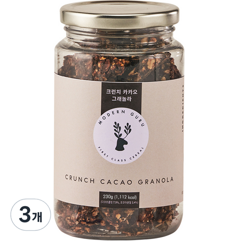 모던구루 크런치 카카오 초코 수제 그래놀라, 230g, 3개