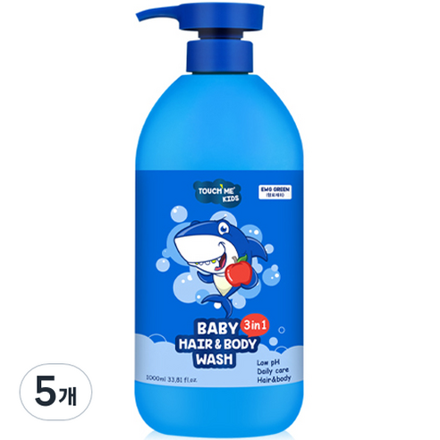 터치미 헤어&바디 베이비 올인원클렌저 대용량 사과향, 1000ml, 5개