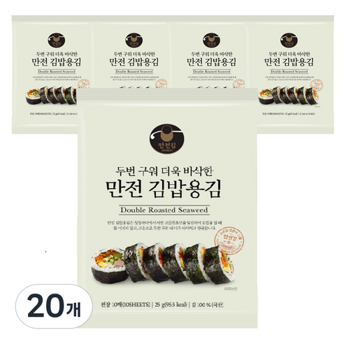 만전김 두번구워 더욱 바삭한 만전 김밥용김 10매, 25g, 20개