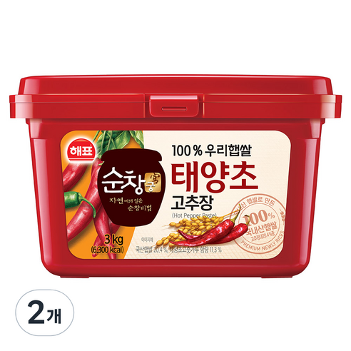 해표 순창궁 우리햅쌀 고추장, 3kg, 2개