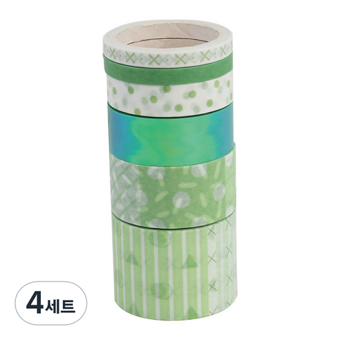 로벨리앙 다용도 종이 마스킹테이프 6종 세트, 그린혼합, 4세트