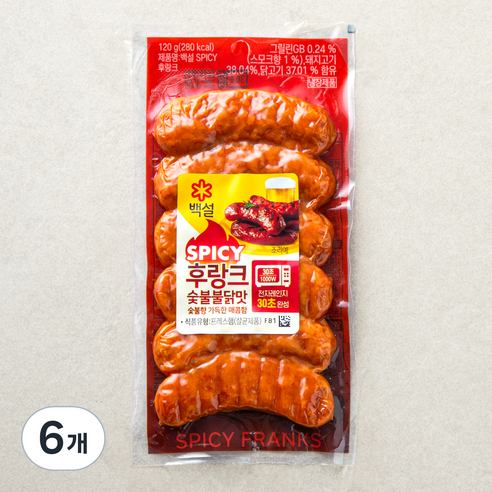 [로켓프레시] 백설 SPICY 후랑크 숯불불닭맛