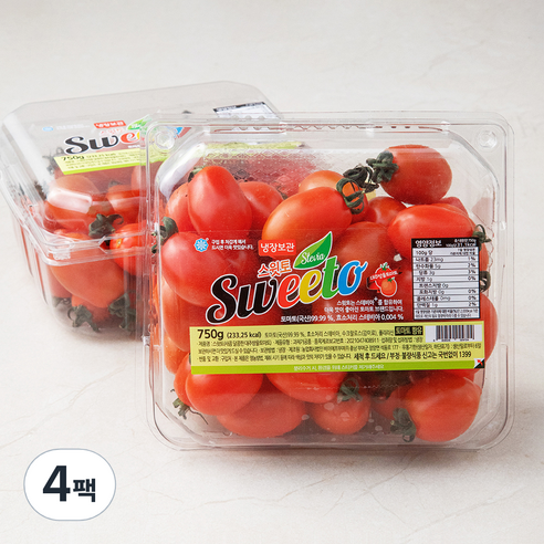 스테비아 스윗토 대추방울토마토, 750g, 4팩
