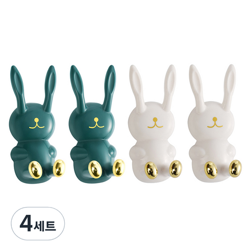 모나코올리브 래빗 다용도 걸이 2종 세트, 딥그린 + 화이트, 4세트