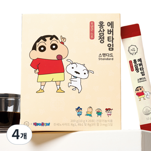 려원담 짱구는못말려 온가족용 6년근 홍삼정 에버타임 스탠다드 20p, 200g, 4개