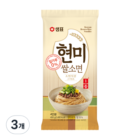 샘표 현미 쌀소면, 400g, 3개