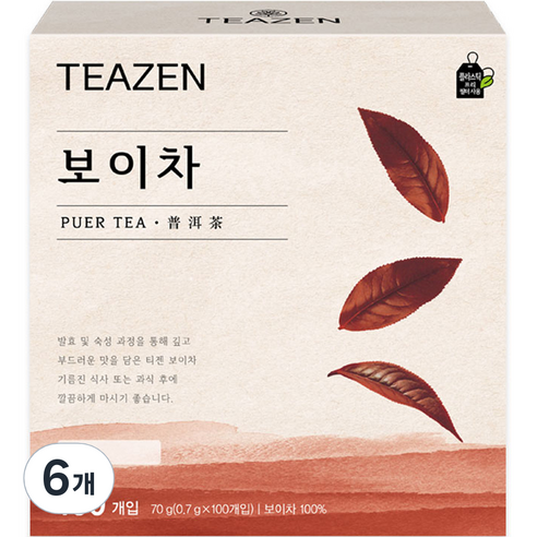 티젠 보이차, 0.7g, 100개입, 6개
