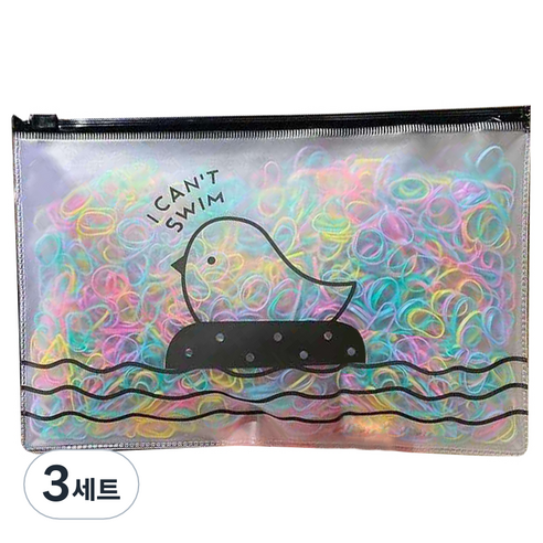 하이제이비 헤어 고무줄 지퍼백 1000p, 파스텔, 3세트
