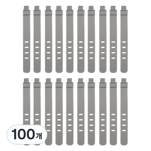 일상숲 실리콘 스트랩 케이블 타이, 그레이, 100개