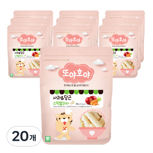 또야호야 유기농 과자 스틱, 사과 당근, 20개, 25g