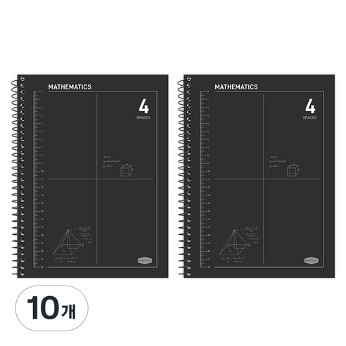 핑크풋 3000 4분할 수학 연습장, 블랙, 10개
