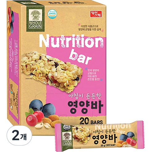 엄마사랑 아침이 든든한 시리얼 영양바, 500g, 2개