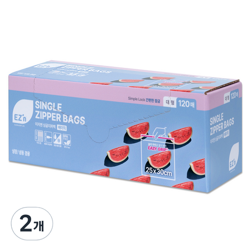 EZn이지엔 베이직 싱글지퍼백, 대(L), 2개, 120개입