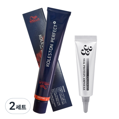 웰라 콜레스톤 퍼펙트 플러스 염모제 80g + 셀리본 33 실크 프로틴 앰플 12ml, 2세트, 10/1