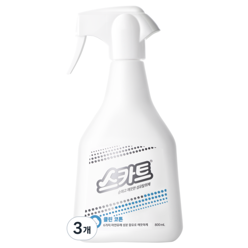 스카트 순하고 깨끗한 섬유탈취제 클린코튼, 800ml, 3개