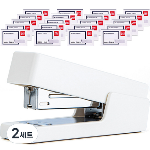 델리 누사인 베이직 스테이플러 33호심 세트, 화이트, 2세트